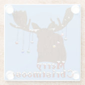 Onderzetter van Merry Kerstmis Moose Glass (Achterkant)