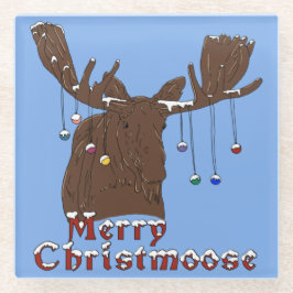 Onderzetter van Merry Kerstmis Moose Glass Glazen Onderzetter