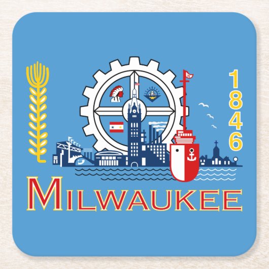 Onderzetter van Milwaukee, Wisconsin Square (Voorkant)