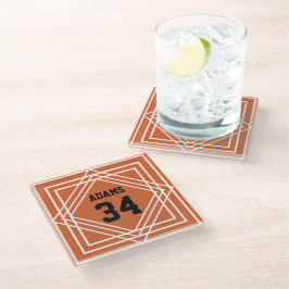 Onderzetter van Oranje en zwart glas voor sportdoe