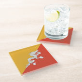 Onderzetter van patriottisch Bhutan-vlagglas Glazen Onderzetter (Schuin)