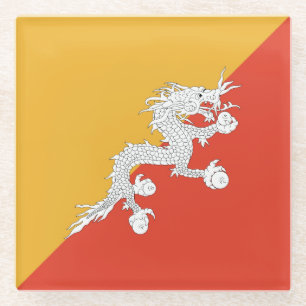 Onderzetter van patriottisch Bhutan-vlagglas Glazen Onderzetter