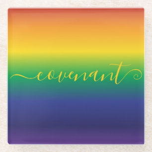 Onderzetter van regenboogkleurige strepen glazen onderzetter