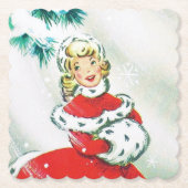 Onderzetter van Retro Vintage-kerstfeestfeest (Voorkant)