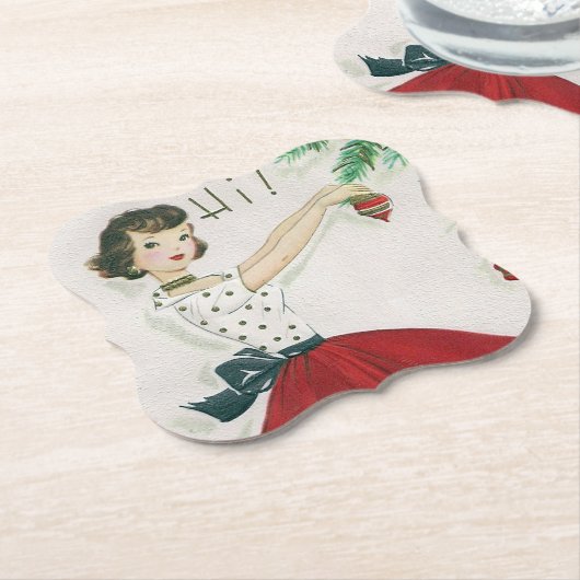 Onderzetter van Retro Vintage-kerstfeestfeest (Gekanteld)