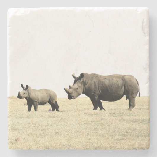 Onderzetter van Rhino en Calf Stone (Voorkant)