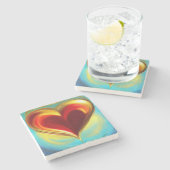 Onderzetter van rode en goudkleurige hartenmarmer (Zijkant)