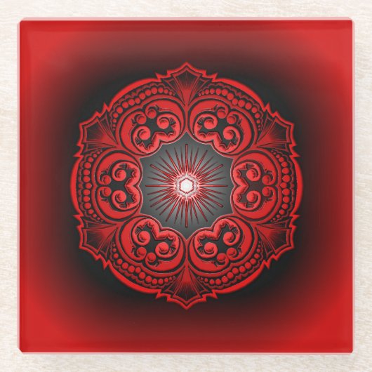 Onderzetter van rood en zwart glas (Voorkant)