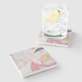 Onderzetter van roze pony-bloemsteen (Zijkant)