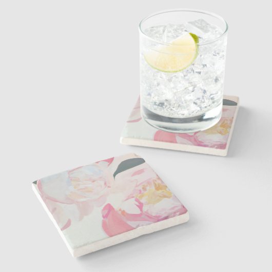 Onderzetter van roze pony-bloemsteen (Zijkant)