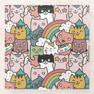 onderzetter van schattig kattenglas glazen onderzetter