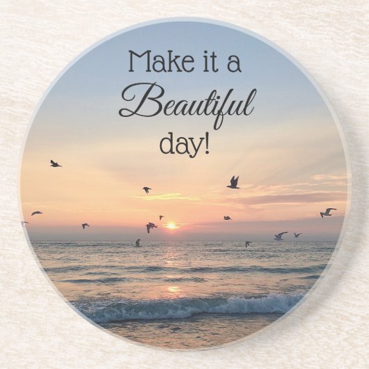 Onderzetter van schoonheidsdagzonnopend strand (Voorkant)