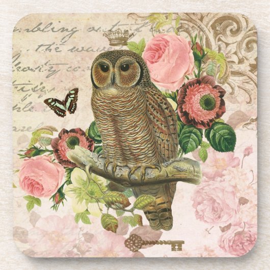  onderzetter van shabby chic owl (Voorkant)