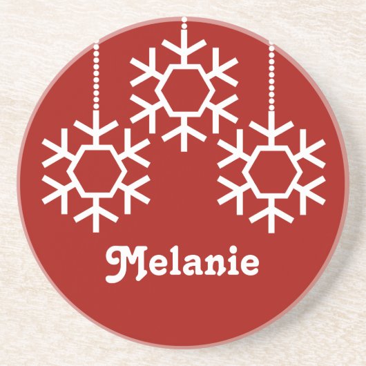 Onderzetter van Snowflakes, donkerrood (Voorkant)