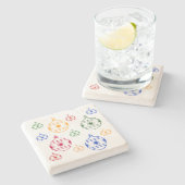 Onderzetter van steen - Ornamenten met kerstbomen (Zijkant)