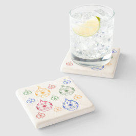 Onderzetter van steen - Ornamenten met kerstbomen