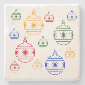 Onderzetter van steen - Ornamenten met kerstbomen (Voorkant)