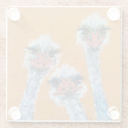 Onderzetter van struisvogels glazen onderzetter (Achterkant)