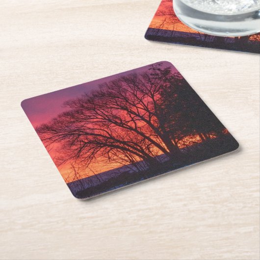 Onderzetter van Tree and Sunset (Schuin)