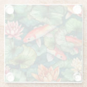 Onderzetter van waterverf Koi en waterlilies Glazen Onderzetter (Achterkant)