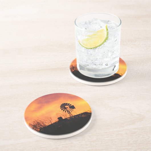 Onderzetter van windmolenzonsondergang (Zijkant)