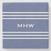 Onderzetter van zeeblauwe strepen, aangepast monog (Voorkant)