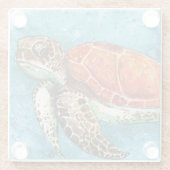onderzetter van zeeen schildpadden glazen onderzetter (Achterkant)