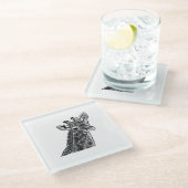 Onderzetter van zwart-wit en grijs giraffe (Schuin)