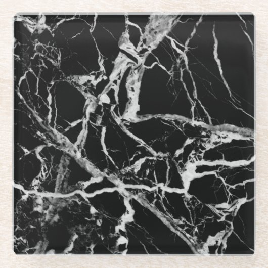 Onderzetter van zwarte en witte marmer (Voorkant)