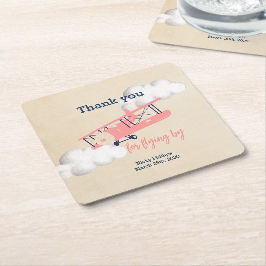 Onderzetter Vierkant vliegtuigpapier, (Schuin)