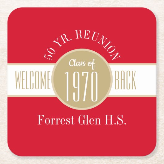 onderzetter voor 50e klasse reünie Square Paper (Voorkant)