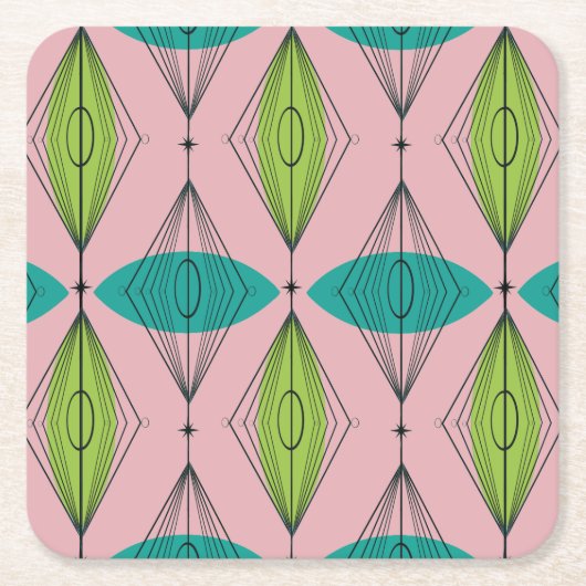 Onderzetter voor atoomroze ovale en Starburst hard (Voorkant)