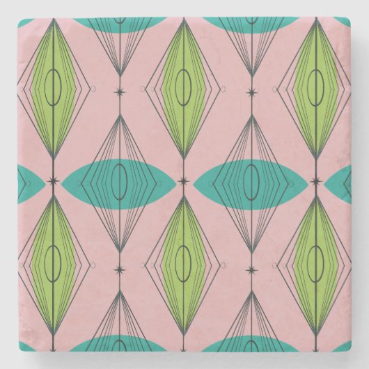 Onderzetter voor atoomroze ovale en Starburst marm (Voorkant)