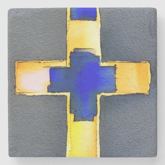 Onderzetter voor gouden en blauwe Waterverf (Voorkant)