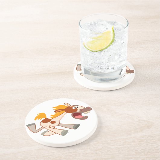 Onderzetter voor levendige Cartoon Pinto-paarden (Zijkant)