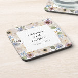 Onderzetter voor moderne botanische bloemen<br><div class="desc">Bescherm uw oppervlakken in stijl met deze aangepaste bruiloft onderzetters, met een chique boho-geïnspireerd ontwerp van handgeschilderde waterverf bloemen in romig ivoor, salie groen, rijke bordeauxrode en stoffig blauw. Het delicate bloemmotief voegt een vleugje sophisticatie toe aan uw receptie, terwijl het hoogwaardige materiaal zorgt voor duurzaamheid. Ideaal voor cocktailuren en...</div>