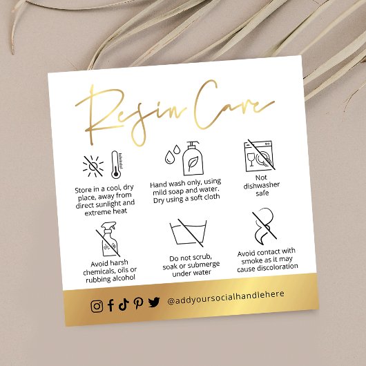 Onderzetter voor White & Gold Script Logo hars Vierkante Visitekaartje