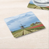 Onderzetter voor windmolen en tulpen (Schuin)