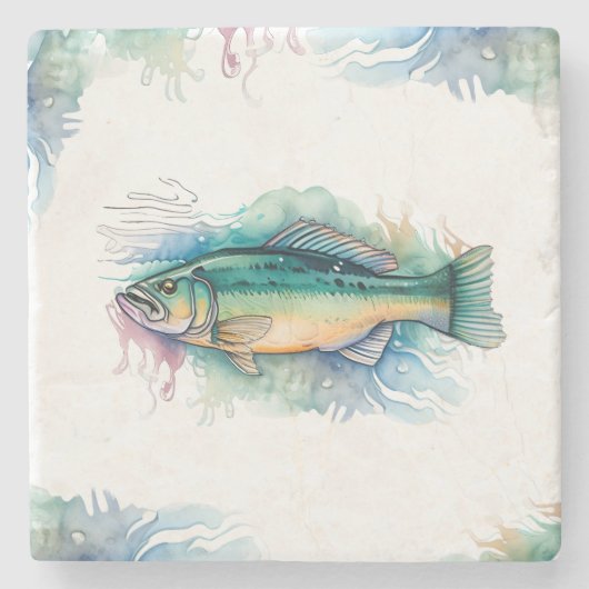 Onderzetter - Waterverf Serie: Bass (Voorkant)