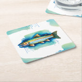 Onderzetter - Waterverf Serie: Forel/Zalm (Schuin)