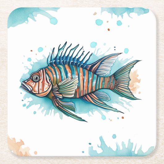 Onderzetter - Waterverf Serie: Lionfish (Voorkant)