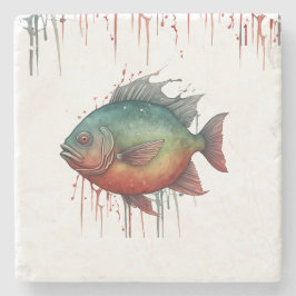 Onderzetter - Waterverf Serie: Piranha