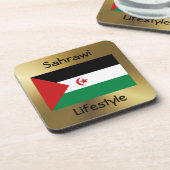 Onderzetter westerne Sahara Flag+Text (Linkerzijde)