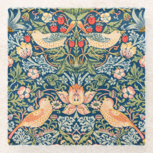 ONDERZETTER : WILLIAM MORRIS : STRAWBERRY THIEVY GLAZEN ONDERZETTER