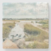 Onderzetter - Zachte tonen van een kustlandschap
