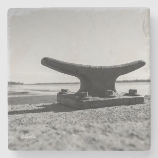 Onderzetter zeethema, zwart en wit (Voorkant)