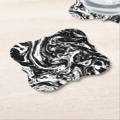 Onderzetter zwart-wit, marmerbaar papier (Gekanteld)