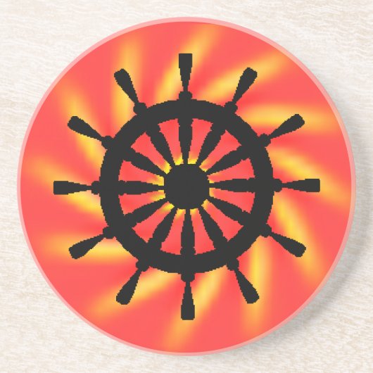 Onderzetter - Zwarte scheepshelm met verticale ach (Voorkant)