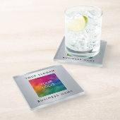 Onderzetters Aangepaste Logo Faux Silver Metallic  (Schuin)