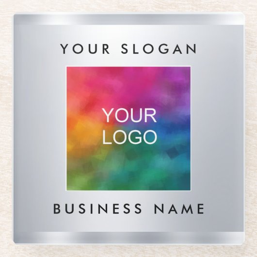 Onderzetters Aangepaste Logo Faux Silver Metallic  (Voorkant)